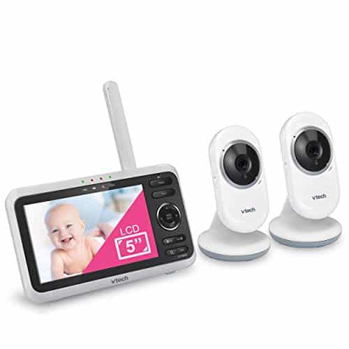 [Newly Upgraded] VTech VM350-2 Video Monitor with Battery supports 12-hr Video-mode, 21-hr Audio-mode, 5″ Screen, 2 Cameras, 1000ft Long Range, Bright Night Vision, 2-WayTalk, Auto-onScreen, Lullabies