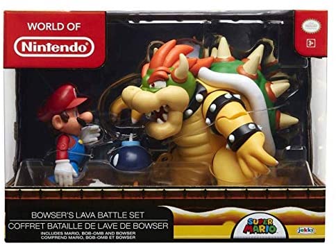 Nintendo Super Mario, Bowser, BOB – OMB , Figure (3 Pack), Bowser Vs Mario Diorama Set