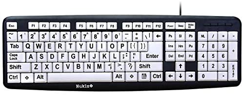 Nuklz N Large Print Computer Keyboard | Visually Impaired Keyboard | High Contrast Black and White Keys Makes Typing Easy | Perfect for Seniors and Those Just Learning to Type
