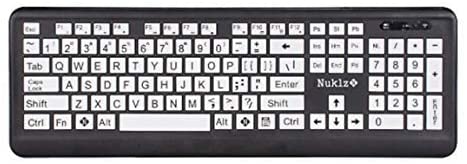 Nuklz N Wireless Large Print Full Size Computer Keyboard | High Contrast Black and White Keys | Soft Buttons for Quieter Typing & Gaming | Ideal for Visually Impaired, Beginners, Seniors | Plug & Play