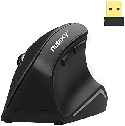Nulaxy Ergonomic Mouse, 2.4G Wireless Vertical Mouse with 3 Adjustable DPI(800 / 1200 /1600), Ergonomic Optical Mouse with 6 Buttons for Computer, Laptop, PC, iPad, Desktop, MacBook Black