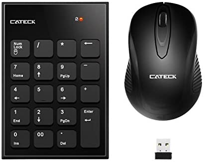 Numeric Keypad & Mouse Combo, Cateck 2.4G Wireless Mini USB Number Pad Keyboard and Mouse Combo with USB Receiver for Laptop Desktop PC Notebook- Just One USB Receiver