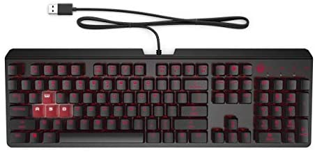 OMEN Encoder Customizable Mechanical Gaming Keyboard with Cherry MX Red Keys, Full N-Key Rollover, LED Backlit, USB (6YW76AA) (Renewed)
