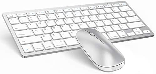 OMOTON Bluetooth Keyboard and Mouse for iPad and iPhone (iPadOS 13 / iOS 13 and Above), Compatible with New iPad 10.2, iPad Pro 12.9/11.0, and Other Bluetooth Enabled Devices, Silver White