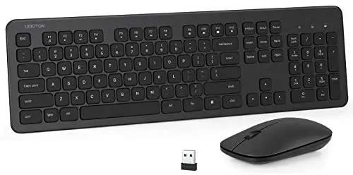 OMOTON Wireless Keyboard and Mouse Combo, 2.4GHz Ultra Thin Full-Size Wireless Keyboard and Mouse for Computer, PC, Desktop, Laptop with Windows XP / 7/8 / 10 / Vista, Black