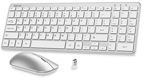 OMOTON Wireless Keyboard and Mouse Combo, Numeric Keypad/ Multimedia Shortcuts/ 3-Level Adjustable DPI, for Computer, PC, Desktop, Laptop with Windows System, Silver