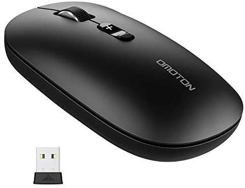 OMOTON iPad Mouse, Bluetooth Wireless Mouse for iPad 10.2 (8/7th Gen), iPad Air 10.9/10.5, iPad Pro 11/12.9/10.5/9.7, Triple-Mode (BT 3.0/5.0/2.4GHz) and 3 Adjustable DPI for Mac and Windows (Black)