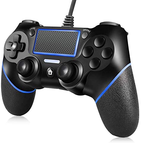 ORDA Wired Controller Compatible with PC,with Motion Motors,Mini LED Indicator and Anti-Slip Design -Blue