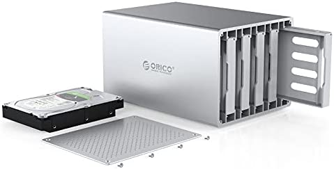 ORICO 5 Bay Hard Drive Enclosure 3.5inch Raid USB3.0 to SATA Aluminum External HDD/SSD Storage Drive Enclosure Screw Installtion Data Safe Protection for Enterprise Backup Up to 80TB(5×16)-WS500RU3