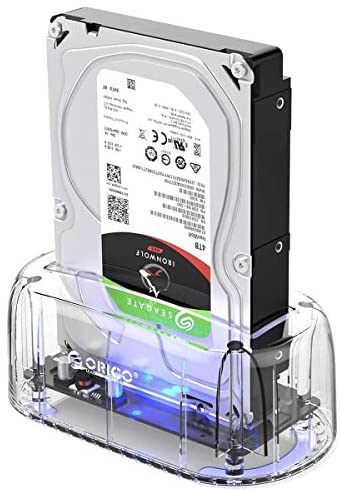 ORICO Hard Drive Dock USB3.1 Gen2 10Gbps to SATA 2.5 and 3.5 inch SSD HDD Docking Station Laptop External Hard Drive Enclosure, Support 16TB (Transparent)-6139C3