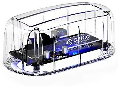 ORICO Hard Drive Docking Station USB 3.0 to SATA Transparent Laptop External Hard Drive Enclosure with UASP for 2.5 and 3.5 Inch HDD SSD, Support 5 Gbps and 16 TB-6139U3