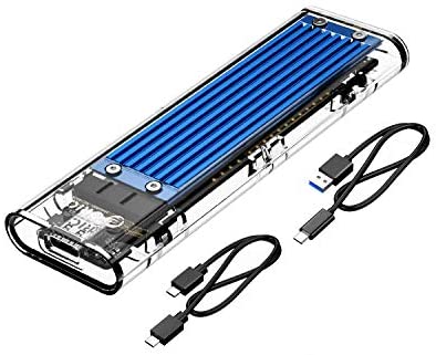 ORICO NVME M.2 to Type-C USB3.1 Gen2 10Gbps Transparent External Hard Drive Adapter Enclosure for 2280 2260 2242 2230 PCI-E M2 M-Key SSD, USB Type C Converter Case (TCM2-Blue)