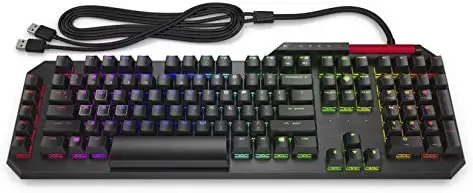 Omen by HP Sequencer Wired USB Mechanical Optical Gaming Keyboard – 10X Faster – Blue Switch – Volume Roller Bar – 16.8M RGB Colors – Anti Ghosting