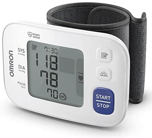 Omron Hem 6181 Fully Automatic Wrist Blood Pressure Monitor with Intelligence Technology, Cuff Wrapping Guide and Irregular Heartbeat Detection for Most Accurate Measurement (White)