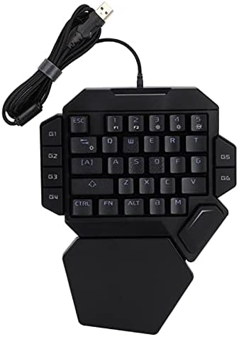 One Hand RGB Blacklight Gaming Keyboard,USB Wired Backlit Keyboard,35 Key Portable Mini Gaming Keypad,Plug and Play,with Macro Definition Function