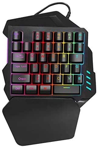 One Handed Gaming Keypad, Single Hand Membrane Keycap Gaming Keyboard with Breathing Lights Specially Designed for Gaming