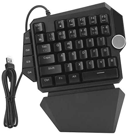 One Handed Gaming Mechanical Keyboard, USB Wired LED RGB Backlight Single Hand Ergonomic E-Sports Game Keypad 44 Keys for Desktop Notebook Tablet Game Console