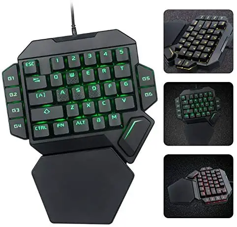 One-Handed Keyboard, 35 Key Wired USB PC Gaming Keyboards for Win 2000/Win XP/Win ME/Vista/Win7/Win8/WIN10, Portable Mini-Game Mechanical Keyboard