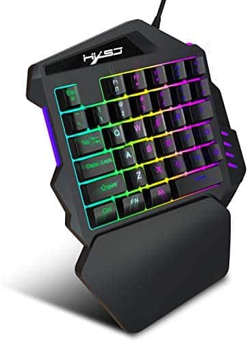One-Handed Keyboard, 35-Key,Support Wrist Rest, Mechanical Gaming Keyboard RGB LED Backlit for PC Computer & Smartphones (Black)