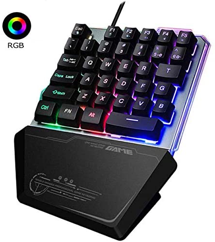 One Handed Keyboard, Jancal RGB Gaming Single-Handed Keyboard with 35 Keys for PS4/Xbox/PC, Portable Mini Left Hand Keypad RGB Backlit/Macro Definition, Wired USB Mobile Game Half Keypad