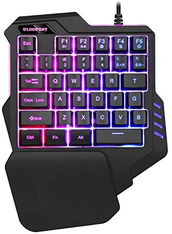 One-Handed RGB Backlit Gaming Keyboard, 35 Keys Mini Gaming Keypad, Portable Game Controller for PC PS4 Xbox Gamer