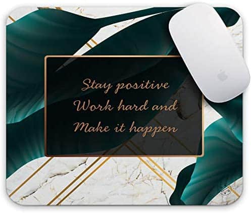 Oriday Gaming Mouse Pad Custom, Stay Positive Work Hard and Make It Happen Motivational Sign Inspirational Quote Mouse Pad Quotes for Work (Golden Tropical)