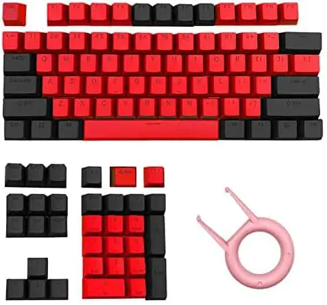 PBT 61 Keycaps 60 Percent Keyset for Mechanical Gaming Keyboard MX Switches (Red+Black)