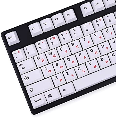 PBT Keycap 136 Keys Cherry Profile Dye-Sub Minimalist White Russian Keycaps Fit for 61/64/84/87/104/108 Cherry MX Mechanical Gaming Keyboard
