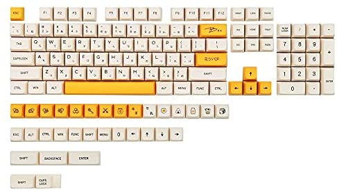 PBT Keycaps 136 Keys XDA Profile Keycaps Dye-Sublimation Japanese Honey Milk Keycap，ANSI Layout Keycap Suitable for Mechanical Gaming Keyboard Gateron Kailh Cherry MX Switches (Keycaps only)