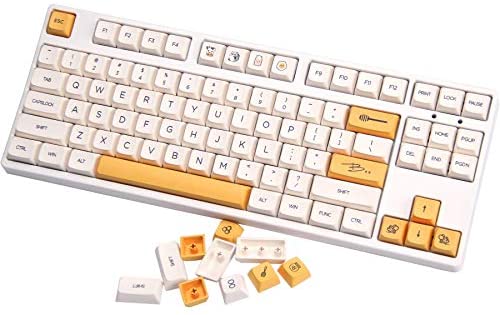 PBT XDA Profile 140 Keys Keycaps Dye Sublimation ANSI Layout Milk & Bee Theme Keycaps for Mechanical Gaming Keyboard Cherry MX Switches (Milk & Bee)