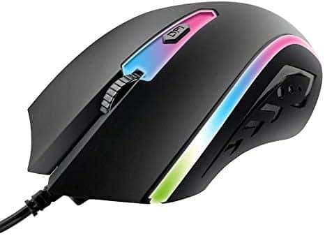 PBX Soldier Wired Gaming Mouse, Ergonomic, Wired, RGB Backlit, Gaming PC Mouse with 4 Optimized Buttons, 3 Levels of DPI, 7 Backlit LEDs