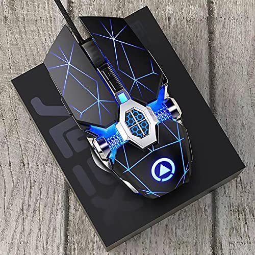 PC Gaming Mice USB Wired Mouse, RGB Backlit Mouse with 4 Adjustable DPI UP to 3200, Comfortable Grip Ergonomic Optical Computer Mice with 6 Button for Windows PC Gamer (Star Black, Silent Click)