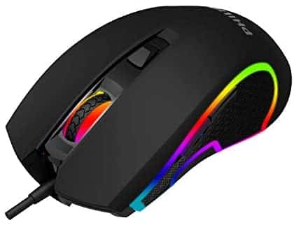 PHILIPS Gaming Mouse | RGB “Living Light” FX | 1000Hz Polling, 1200-6400 DPI | High-Performance Wired Optical USB Mouse Sensor w/ 5 Programmable Buttons (SPK9413)
