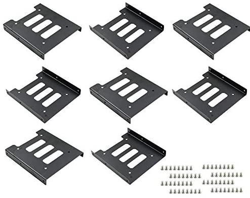 PHITUODA 8Pcs 2.5″ to 3.5″ SSD HDD Hard Disk Drive Bays Holder Metal Mounting Bracket Adapter with Screws for PC