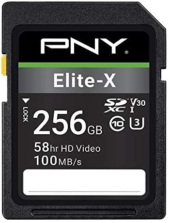 PNY 256GB Elite-X Class 10 U3 V30 SDXC Flash Memory Card – 100MB/s, Class 10, U3, V30, 4K UHD, Full HD, UHS-I, Full Size SD