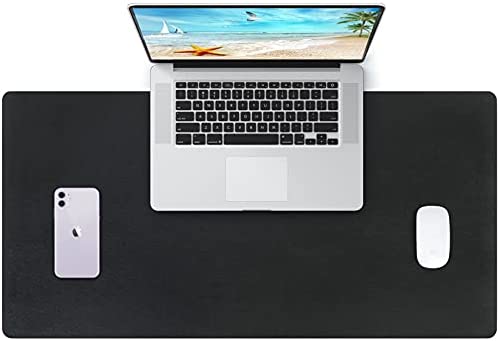 PU Leather Desk Pad Protector, Large Gaming Mouse Pad, Desk Mat, Computer Mouse Pad, Keyboard Pad, Mouse Pads for Wireless Mouse, XL Mouse Pad, Writing Mat,Desk Blotter for Laptop/Office/ Home-Black