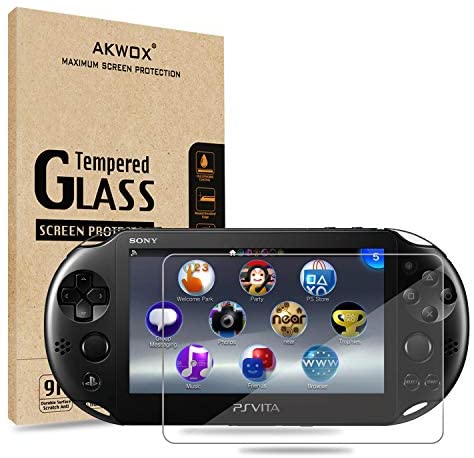 (Pack of 2) Screen Protector for PS Vita 2000, Akwox Premium HD Clear 9H Tempered Glass Screen Protective Film for Sony Playstation Vita PSV 2000-Max Clarity and Touch Accuracy Film