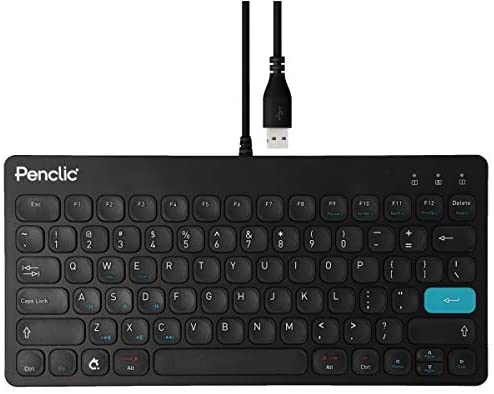 Penclic C3 Office Keyboard Ð USB Wired Connection, Compact Size with Full-Size Keys, Ergonomic Design, Integrated 3-Port USB Hub. Compatible with PC and Mac.