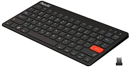 Penclic K3 USB Mini Wireless Keyboard for PC, Mac, Chrome. Full Size Keys, Small, Compact, Low Profile with Smooth Polymer Body, Durable Metal Base and Rechargeable Battery.