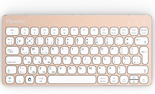Penclic KB3 Aluminum Bluetooth Wireless Keyboard – Compact, Low Profile with Premium Full-Size Keys. Rechargeable Battery & Wired Option. Wide Compatibility with Windows, iOS, Mac, Android, TV.
