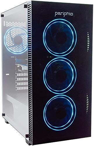 Periphio Blue Gaming PC Tower Desktop Computer, Intel Quad Core i5 3.4GHz, 16GB RAM, 120GB SSD + 1TB 7200 RPM HDD, Windows 10, Nvidia GT1030 Graphics Card, RGB, HDMI, Wi-Fi (Renewed) (Gaming PC Only)