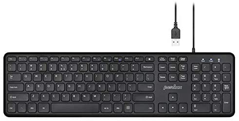 Perixx PERIBOARD-210 US Wired Full-Size USB Keyboard with Quiet Keys for Desktop, Laptop, and Tablet – X Type Scissor Keys – Black – US English (11726)