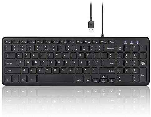 Perixx PERIBOARD-213U Wired Silent USB Scissor Keyboard – 14.45×4.76×0.70 Inches Compact Design with Number Pad – Black – US English (PB-213BUS-11738)