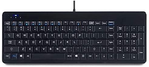 Perixx PERIBOARD-220H US, Wired Compact USB Keyboard with 2 Hubs – Build-in Numeric Keypad – Black – US English Layout