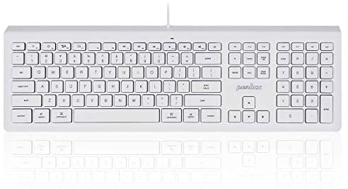 Perixx PERIBOARD-323 Wired Backlit Keyboard for Mac OS X, X Type Scissor Keys, White LED, Full Size Layout, US English Layout (11532)