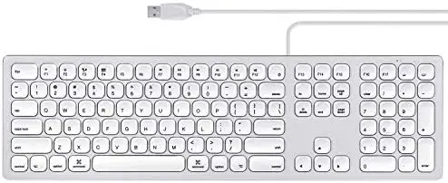 Perixx PERIBOARD-325 Wired Backlit Aluminum USB Keyboard, Compatible with Mac OS X, X Type Scissor Keys Slim Design with 2 Built-in USB Hubs, US English Layout
