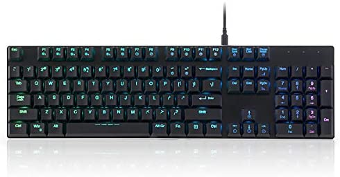 Perixx PERIBOARD-328 Full-Size Mechanical Keyboard with Kailh Low Profile Brown Switch, RGB Backlighting, Black, US English Layout