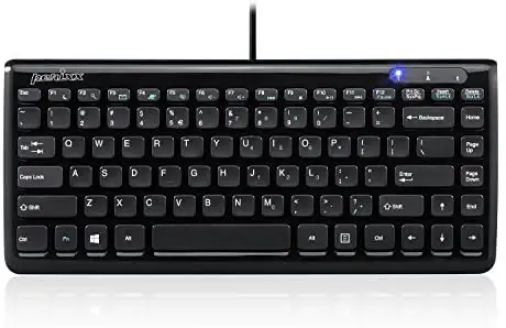 Perixx PERIBOARD-407B US, Wired USB Mini Keyboard with 11 Hot Keys – Glossy Black – US English Layout