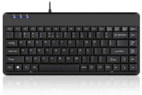 Perixx PERIBOARD-409U Wired USB Mini Keyboard, Black, US English Layout