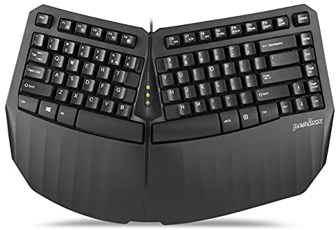 Perixx PERIBOARD-413B US, Wired USB Ergonomic Compact Split Keyboard – 15.75×10.83×2.17 inches TKL Design – Black – US English